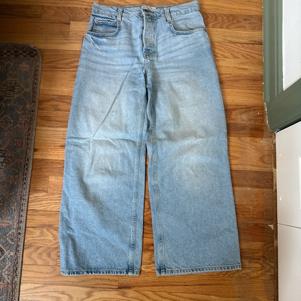 We The Free Light Wash Wide Leg Blue Jeans